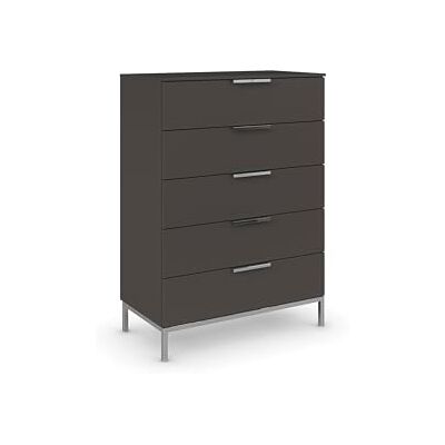 Rauch Möbel Flipp, Nachttisch für Schlafzimmer, Kinderzimmer, Wohnzimmer, Flur, Garderobe, 5 Schubladen, mit Softclose Funktion, Griffe und Metallkufe Chrom, Farbe Graphit, Breite 80 cm Rauch Möbel Flipp, Nachttisch für Schlafzimmer, Kinderzimmer, Wohnzimmer, Flur, Garderobe, 5 Schubladen, mit Softclose Funktion, Griffe und Metallkufe Chrom, Farbe Graphit, Breite 80 cm