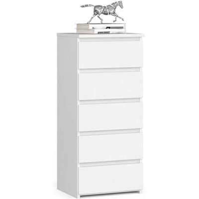 Home Collective Kommode mit fünf Schubladen, elegant, für minimalistische Innenräume, 92 cm hoch und 40 cm breit, Wohnzimmer, Schlafzimmer, Flur, Schrank, Sideboard, Highboard, viel Stauraum, weiß Home Collective Kommode mit fünf Schubladen, elegant, für minimalistische Innenräume, 92 cm hoch und 40 cm breit, Wohnzimmer, Schlafzimmer, Flur, Schrank, Sideboard, Highboard, viel Stauraum, weiß