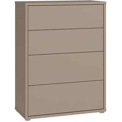 Forte Alice Springs Kommode 70 80, modern-minimalistisch, 4 Schubladen, Wohn-/Schlafzimmer, Holzwerkstoff, Taupe, 74,5 cm breit x 99,1 cm hoch x 34,9 cm tief Forte Alice Springs Kommode 70 80, modern-minimalistisch, 4 Schubladen, Wohn-/Schlafzimmer, Holzwerkstoff, Taupe, 74,5 cm breit x 99,1 cm hoch x 34,9 cm tief
