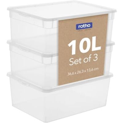 Rotho Aufbewahrungsbox - 3er Set, Transparent - Aufbewahrungsbox Rotho Aufbewahrungsbox - 3er Set, Transparent - Aufbewahrungsbox