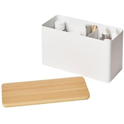 YAMAZAKI 4808 RIN Storage Box, white, Steel / PlyWood, 23 x 10.5 x 14 cm YAMAZAKI 4808 RIN Storage Box, white, Steel / PlyWood, 23 x 10.5 x 14 cm