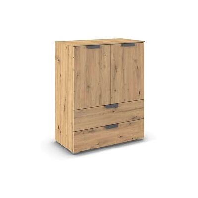 Rauch Möbel Aditio, Kommode für Schlafzimmer, Wohnzimmer, Kinderzimmer, Flur, 2-türig, 2 Schubladen, Soft-Close-Funktion, Highboard im modernen Look, Farbe Eiche Artisan, Holz, Breite 80 cm Rauch Möbel Aditio, Kommode für Schlafzimmer, Wohnzimmer, Kinderzimmer, Flur, 2-türig, 2 Schubladen, Soft-Close-Funktion, Highboard im modernen Look, Farbe Eiche Artisan, Holz, Breite 80 cm