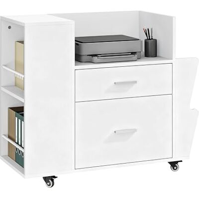 YITAHOME Rolling Aktenschrank mit Seitenhaltern und 4 Rädern, weiß Aktenschrank mit verstellbaren Hängestängen für A4 / Brief Dokumente, Druckerstander für Home Office YITAHOME Rolling Aktenschrank mit Seitenhaltern und 4 Rädern, weiß Aktenschrank mit verstellbaren Hängestängen für A4 / Brief Dokumente, Druckerstander für Home Office