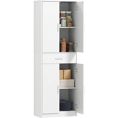 HOMCOM Küchenschrank mit Verstellbaren Einlegeböden Weiß 60 x 35 x 180 cm Hochschrank, 4 Türen, Buffetschrank mit Schublade, Vorratsschrank mit Skandinavischem Design HOMCOM Küchenschrank mit Verstellbaren Einlegeböden Weiß 60 x 35 x 180 cm Hochschrank, 4 Türen, Buffetschrank mit Schublade, Vorratsschrank mit Skandinavischem Design