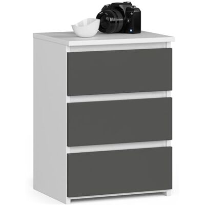 Home Collective Kommode mit 3 Schubladen Kommode Schlafzimmer Flur Wohnzimmer Organizer Kommode mit Schubladen 40 cm breit 57 cm hoch weiß-grau Holz Highboard Sideboard Mehrzweckschrank Schrank schmal Home Collective Kommode mit 3 Schubladen Kommode Schlafzimmer Flur Wohnzimmer Organizer Kommode mit Schubladen 40 cm breit 57 cm hoch weiß-grau Holz Highboard Sideboard Mehrzweckschrank Schrank schmal