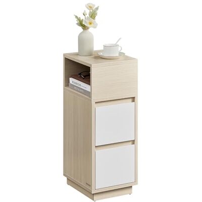 VASAGLE Kailyn Kollektion Nachttisch, schmal, Beistelltisch 2 Schubladen, offenes Fach nach Links oder rechts flexibel montierbar, Schlafzimmer Wohnzimmer, naturbeige-wolkenweiß LET656N01 VASAGLE Kailyn Kollektion Nachttisch, schmal, Beistelltisch 2 Schubladen, offenes Fach nach Links oder rechts flexibel montierbar, Schlafzimmer Wohnzimmer, naturbeige-wolkenweiß LET656N01