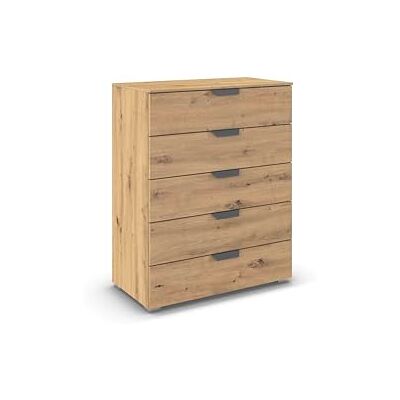 Rauch Möbel Aditio, Kommode für Schlafzimmer, Wohnzimmer, Kinderzimmer, Flur, 5 Schubladen, Soft-Close-Funktion, Highboard im modernen Look, Farbe Eiche Artisan, Holz, Breite 80 cm Rauch Möbel Aditio, Kommode für Schlafzimmer, Wohnzimmer, Kinderzimmer, Flur, 5 Schubladen, Soft-Close-Funktion, Highboard im modernen Look, Farbe Eiche Artisan, Holz, Breite 80 cm