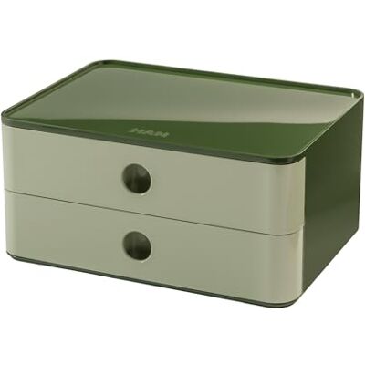 HAN Schubladenbox Allison SMART-BOX mit 2 Schubladen und Trennwand, Kabelführung, stapelbar, Utensilienbox für Büro, Schreibtisch Küche, möbelschonende Gummifüße, 1120-41, hochglänzed hellgrün HAN Schubladenbox Allison SMART-BOX mit 2 Schubladen und Trennwand, Kabelführung, stapelbar, Utensilienbox für Büro, Schreibtisch Küche, möbelschonende Gummifüße, 1120-41, hochglänzed hellgrün