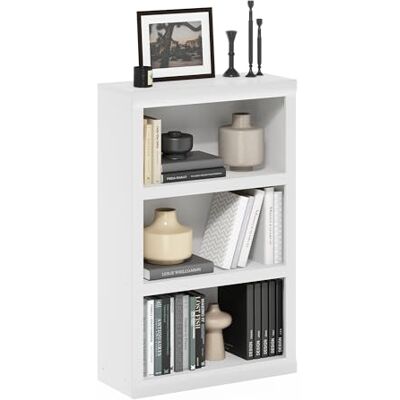 Furinno Rail 3-stufiges Bücherregal mit offenem Regal, Weiß Furinno Rail 3-stufiges Bücherregal mit offenem Regal, Weiß