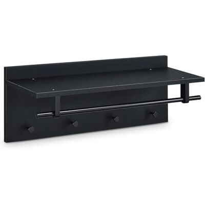 IDIMEX Wandgarderobe Garderobe ULF mit Ablage, Schwarz Wandregal mit Kleiderhaken, Hutablage und Kleiderstange IDIMEX Wandgarderobe Garderobe ULF mit Ablage, Schwarz Wandregal mit Kleiderhaken, Hutablage und Kleiderstange