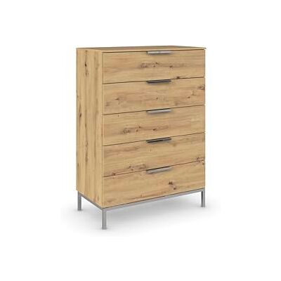 Rauch Möbel Flipp, Nachttisch für Schlafzimmer, Kinderzimmer, Wohnzimmer, Flur, Garderobe, 5 Schubladen, mit Softclose Funktion, Griffe und Metallkufe Chrom, Farbe Eiche Artisan, Holz, Breite 80 cm Rauch Möbel Flipp, Nachttisch für Schlafzimmer, Kinderzimmer, Wohnzimmer, Flur, Garderobe, 5 Schubladen, mit Softclose Funktion, Griffe und Metallkufe Chrom, Farbe Eiche Artisan, Holz, Breite 80 cm