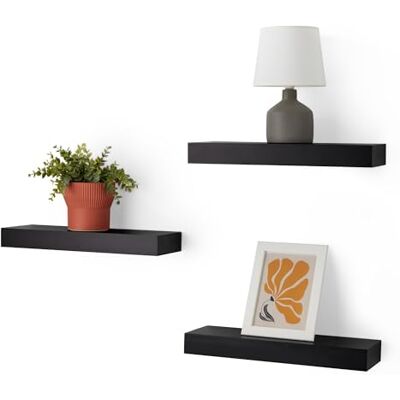 Amazon schwebendes Wandregal aus Holz, 40,1 x 12,7 x 4,6 cm, Schwarz, Packung mit 3 Stück, Schwarz Amazon schwebendes Wandregal aus Holz, 40,1 x 12,7 x 4,6 cm, Schwarz, Packung mit 3 Stück, Schwarz