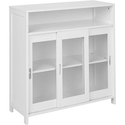 Beliani Modernes Sideboard für Wohnzimmer oder Schlafzimmer 3 Türen MDF-Platte mit Ablagefach Oben weiß Crabtree Beliani Modernes Sideboard für Wohnzimmer oder Schlafzimmer 3 Türen MDF-Platte mit Ablagefach Oben weiß Crabtree