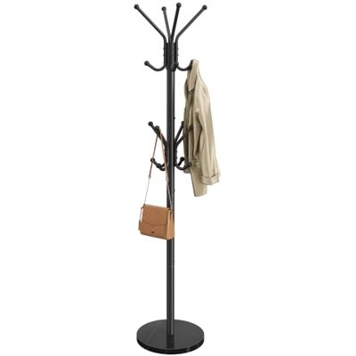 SONGMICS Garderobenständer, Metallgarderobe mit Marmorsockel, 18 Haken, Schirmständer, drehbarer Kopf, 30 x 30 x 173 cm, Schwarz, für Flur, Eingang, Büro, Kollektion Alan RCR090BH01 SONGMICS Garderobenständer, Metallgarderobe mit Marmorsockel, 18 Haken, Schirmständer, drehbarer Kopf, 30 x 30 x 173 cm, Schwarz, für Flur, Eingang, Büro, Kollektion Alan RCR090BH01
