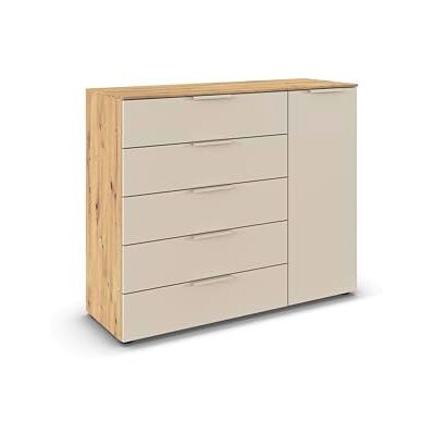 Rauch Möbel Flipp, Kommode für Schlafzimmer, Kinderzimmer, Wohnzimmer, Jugendzimmer, Flur, Garderobe, 1-türig, 5 Schubladen, mit Softclose-Funktion, Farbe Eiche Artisan, Holz/Beige, Breite 120 cm Rauch Möbel Flipp, Kommode für Schlafzimmer, Kinderzimmer, Wohnzimmer, Jugendzimmer, Flur, Garderobe, 1-türig, 5 Schubladen, mit Softclose-Funktion, Farbe Eiche Artisan, Holz/Beige, Breite 120 cm