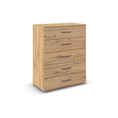 Rauch Möbel Aditio, Kommode für Schlafzimmer, Wohnzimmer, Kinderzimmer, Flur, 5 Schubladen, Soft-Close-Funktion, Highboard im zeitlosen Stil, Farbe Eiche Artisan, Holz, Breite 80 cm Rauch Möbel Aditio, Kommode für Schlafzimmer, Wohnzimmer, Kinderzimmer, Flur, 5 Schubladen, Soft-Close-Funktion, Highboard im zeitlosen Stil, Farbe Eiche Artisan, Holz, Breite 80 cm