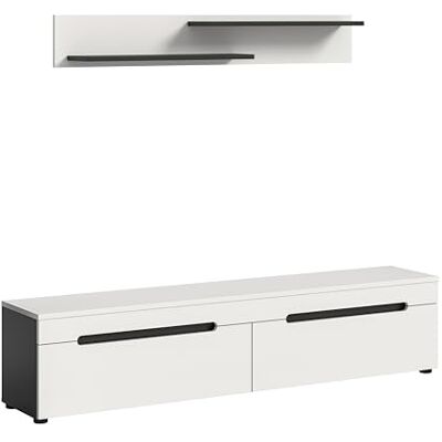 xonox.home Lowboard Canu 170x38x33 cm in Korpus Basalt grau und Front weiß Nb. Kommode Sideboard groß TV-Bank TV-Schrank Fernsehschrank platzsparend & modern xonox.home Lowboard Canu 170x38x33 cm in Korpus Basalt grau und Front weiß Nb. Kommode Sideboard groß TV-Bank TV-Schrank Fernsehschrank platzsparend & modern