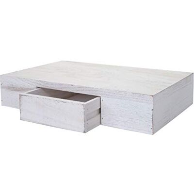 Mendler Wandregal Oise, 40cm weiß Shabby Regal, Hängeregal, mit Schublade Mendler Wandregal Oise, 40cm weiß Shabby Regal, Hängeregal, mit Schublade