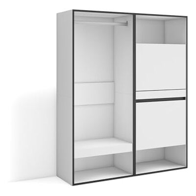 Skraut Home Offener Kleiderschrank Kleidung, Schuhe 120x145x35 cm Für Schlafzimmer, Zimmer Schuhschrank Moderner Stil Weiß Skraut Home Offener Kleiderschrank Kleidung, Schuhe 120x145x35 cm Für Schlafzimmer, Zimmer Schuhschrank Moderner Stil Weiß