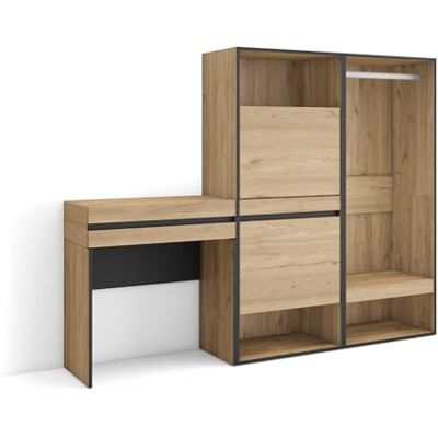 Skraut Home Konsolentisch, Flurtisch Beistelltisch für Eingang 190x145x35 cm mit Schublade Schuhschrank Offener Kleiderschrank Moderner Stil Eiche Skraut Home Konsolentisch, Flurtisch Beistelltisch für Eingang 190x145x35 cm mit Schublade Schuhschrank Offener Kleiderschrank Moderner Stil Eiche