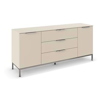 Rauch Möbel Flipp, Nachttisch für Schlafzimmer, Kinderzimmer, Wohnzimmer, Flur, Garderobe, 2-türig, 3 Schubladen, mit Softclose-Funktion, Griffe und Metallkufe Chrom, Farbe Beige, Breite 160 cm Rauch Möbel Flipp, Nachttisch für Schlafzimmer, Kinderzimmer, Wohnzimmer, Flur, Garderobe, 2-türig, 3 Schubladen, mit Softclose-Funktion, Griffe und Metallkufe Chrom, Farbe Beige, Breite 160 cm