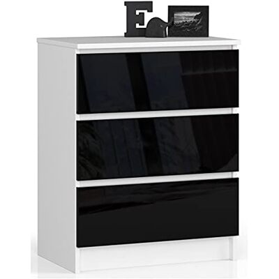 Home Collective Kommode in schwarz Hochglanz mit 3 geräumigen Schubladen, 60 cm breit, 77 cm hoch Kommode Schlafzimmer Flur Wohnzimmer Organizer mit Schubladen Holz Highboard Sideboard Schrank Home Collective Kommode in schwarz Hochglanz mit 3 geräumigen Schubladen, 60 cm breit, 77 cm hoch Kommode Schlafzimmer Flur Wohnzimmer Organizer mit Schubladen Holz Highboard Sideboard Schrank