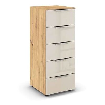 Rauch Möbel Flipp, Kommode für Schlafzimmer, Kinderzimmer, Wohnzimmer, Jugendzimmer, Flur, Garderobe, 5 Schubladen, mit Softclose Funktion, Farbe Eiche Artisan, Holz/Glas Beige, Breite 40 cm Rauch Möbel Flipp, Kommode für Schlafzimmer, Kinderzimmer, Wohnzimmer, Jugendzimmer, Flur, Garderobe, 5 Schubladen, mit Softclose Funktion, Farbe Eiche Artisan, Holz/Glas Beige, Breite 40 cm