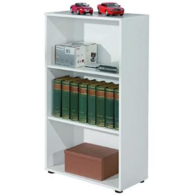 Dmora Bücherregal mit drei Regalen, weiße Farbe, 60 x 110 x 30 cm Dmora Bücherregal mit drei Regalen, weiße Farbe, 60 x 110 x 30 cm