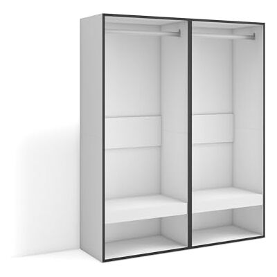 Skraut Home Offener Kleiderschrank Kleidung, Schuhe 120x145x35 cm Für Schlafzimmer, Zimmer Garderobenschrank Moderner Stil Weiß Skraut Home Offener Kleiderschrank Kleidung, Schuhe 120x145x35 cm Für Schlafzimmer, Zimmer Garderobenschrank Moderner Stil Weiß