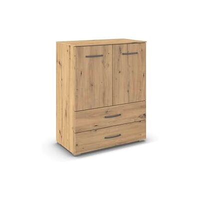 Rauch Möbel Aditio, Kommode für Schlafzimmer, Wohnzimmer, Kinderzimmer, Flur, 2-türig, 2 Schubladen, Soft-Close-Funktion, Highboard im zeitlosen Stil, Farbe Eiche Artisan, Holz, Breite 80 cm Rauch Möbel Aditio, Kommode für Schlafzimmer, Wohnzimmer, Kinderzimmer, Flur, 2-türig, 2 Schubladen, Soft-Close-Funktion, Highboard im zeitlosen Stil, Farbe Eiche Artisan, Holz, Breite 80 cm