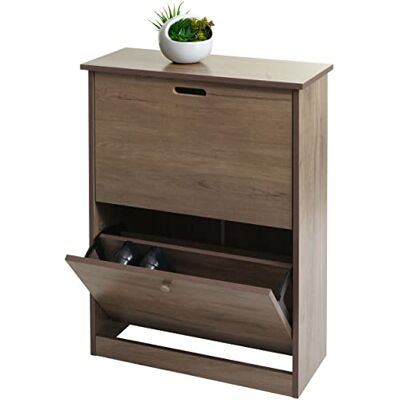 Mendler Schuhkipper HWC-K45 81x60x25cm 2 Klappen MDF grau-braun Schuhschrank, Schuhregal, aus Paulownia Mendler Schuhkipper HWC-K45 81x60x25cm 2 Klappen MDF grau-braun Schuhschrank, Schuhregal, aus Paulownia