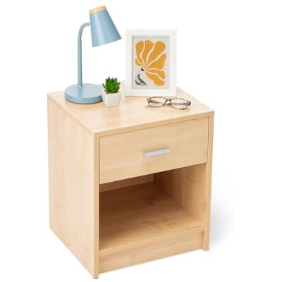Amazon Nachttisch, Nachtschrank mit 1 Schublade, Schlafzimmerschrank, Ahorndekor, 47cm x 40cm x 36cm Amazon Nachttisch, Nachtschrank mit 1 Schublade, Schlafzimmerschrank, Ahorndekor, 47cm x 40cm x 36cm
