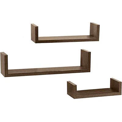 BAKAJI Set mit 3 Wandregalen, modernes Design mit Seitenkanten, Regal, Einlegeboden aus MDF-Holz, Verschiedene Größen (Nussbaum) BAKAJI Set mit 3 Wandregalen, modernes Design mit Seitenkanten, Regal, Einlegeboden aus MDF-Holz, Verschiedene Größen (Nussbaum)