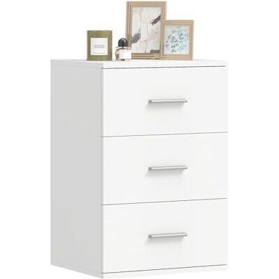 HOMCOM Nachttisch, Beistelltisch mit 3 Schubladen, Nachtschrank, Sofatisch Nachtkommode Schubladenschrank für Schlafzimmer, Wohnzimmer, 40 x 35 x 60 cm, Weiß HOMCOM Nachttisch, Beistelltisch mit 3 Schubladen, Nachtschrank, Sofatisch Nachtkommode Schubladenschrank für Schlafzimmer, Wohnzimmer, 40 x 35 x 60 cm, Weiß