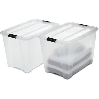 Iris Ohyama Aufbewahrungsboxen mit Deckel, 60L, 2er-Set, Transparent, Sicherer Verschluss, Stapelbar, Griffe, für Schlafzimmer, Schrank, Organisation, BPA-freies Plastik, Ordnungsboxen, NTB-60 Iris Ohyama Aufbewahrungsboxen mit Deckel, 60L, 2er-Set, Transparent, Sicherer Verschluss, Stapelbar, Griffe, für Schlafzimmer, Schrank, Organisation, BPA-freies Plastik, Ordnungsboxen, NTB-60
