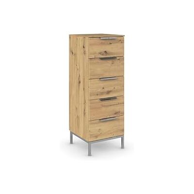 Rauch Möbel Flipp, Nachttisch für Schlafzimmer, Kinderzimmer, Wohnzimmer, Flur, Garderobe, 5 Schubladen, mit Softclose Funktion, Griffe und Metallkufe Chrom, Farbe Eiche Artisan, Holz, Breite 40 cm Rauch Möbel Flipp, Nachttisch für Schlafzimmer, Kinderzimmer, Wohnzimmer, Flur, Garderobe, 5 Schubladen, mit Softclose Funktion, Griffe und Metallkufe Chrom, Farbe Eiche Artisan, Holz, Breite 40 cm