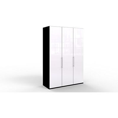 WIEMANN Loft Kleiderschrank, Schlafzimmerschrank, Gleittürenschrank, Drehtürenschrank, Glas weiß, schwarz, B/H/T 150 x 236 x 58 cm WIEMANN Loft Kleiderschrank, Schlafzimmerschrank, Gleittürenschrank, Drehtürenschrank, Glas weiß, schwarz, B/H/T 150 x 236 x 58 cm