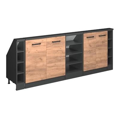 Vicco Dachschrägenschrank-Set Rion, Goldkraft Eiche/Anthrazit Robuste Front · 5 Module, Tiefe 46 cm · Höhenverst. Füße · Offener & geschlossener Stauraum Vicco Dachschrägenschrank-Set Rion, Goldkraft Eiche/Anthrazit Robuste Front · 5 Module, Tiefe 46 cm · Höhenverst. Füße · Offener & geschlossener Stauraum