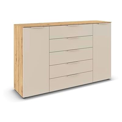 Rauch Möbel Flipp, Kommode für Schlafzimmer, Kinderzimmer, Wohnzimmer, Jugendzimmer, Flur, Garderobe, 2-türig, 5 Schubladen, mit Softclose-Funktion, Farbe Eiche Artisan, Holz/Beige, Breite 160 cm Rauch Möbel Flipp, Kommode für Schlafzimmer, Kinderzimmer, Wohnzimmer, Jugendzimmer, Flur, Garderobe, 2-türig, 5 Schubladen, mit Softclose-Funktion, Farbe Eiche Artisan, Holz/Beige, Breite 160 cm
