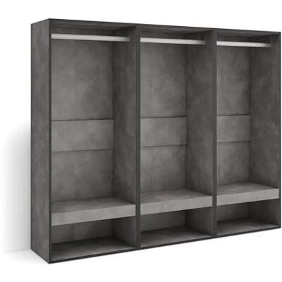Skraut Home Offener Kleiderschrank Kleidung, Schuhe 180x145x35 cm Für Schlafzimmer, Zimmer Garderobenschrank Moderner Stil Zement Skraut Home Offener Kleiderschrank Kleidung, Schuhe 180x145x35 cm Für Schlafzimmer, Zimmer Garderobenschrank Moderner Stil Zement