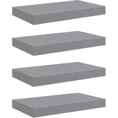 vidaXL 4er Set schwebende Wandregale Grau 40x23x3,8 cm MDF vidaXL 4er Set schwebende Wandregale Grau 40x23x3,8 cm MDF