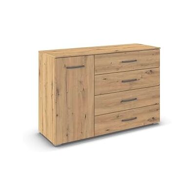 Rauch Möbel Aditio, Kommode für Schlafzimmer, Wohnzimmer, Kinderzimmer, Flur, 1-türig, 4 Schubladen, Soft-Close-Funktion, Sideboard im zeitlosen Stil, Farbe Eiche Artisan, Holz, Breite 120 cm Rauch Möbel Aditio, Kommode für Schlafzimmer, Wohnzimmer, Kinderzimmer, Flur, 1-türig, 4 Schubladen, Soft-Close-Funktion, Sideboard im zeitlosen Stil, Farbe Eiche Artisan, Holz, Breite 120 cm