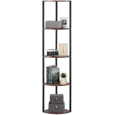 VEVOR Eckregal mit 5 Ebenen, hoher Eckständer mit LED-Licht, Displayregal Lagerregal mit Metallrahmen und Holzregalen, Standregal Ausstellungsbücherregal für Schlafzimmer Wohnzimmer Büro Braun VEVOR Eckregal mit 5 Ebenen, hoher Eckständer mit LED-Licht, Displayregal Lagerregal mit Metallrahmen und Holzregalen, Standregal Ausstellungsbücherregal für Schlafzimmer Wohnzimmer Büro Braun
