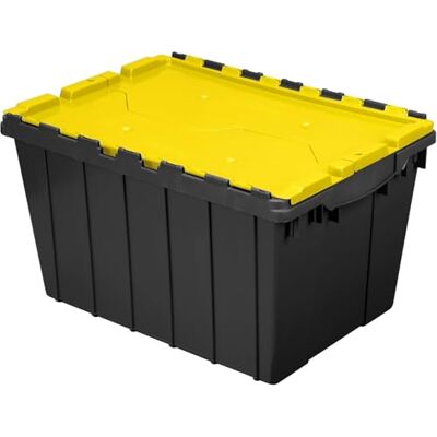 Akro-Mils KeepBox Aufbewahrungsbox aus Kunststoff, stapelbar, mit Deckel, transparente Tragetasche für Garagen, Schränke und Umzüge, 54,8 x 38,1 x 31,8 cm, Schwarz/Gelb Akro-Mils KeepBox Aufbewahrungsbox aus Kunststoff, stapelbar, mit Deckel, transparente Tragetasche für Garagen, Schränke und Umzüge, 54,8 x 38,1 x 31,8 cm, Schwarz/Gelb