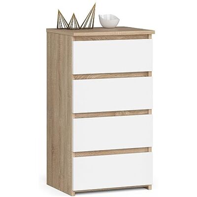 Home Collective Kommode mit 4 Schubladen Kommode Schlafzimmer Flur Wohnzimmer Organizer Kommode mit Schubladen 40 cm breit 74 cm hoch sonoma Eiche-weiß Highboard Sideboard Mehrzweckschrank Schrank schmal Home Collective Kommode mit 4 Schubladen Kommode Schlafzimmer Flur Wohnzimmer Organizer Kommode mit Schubladen 40 cm breit 74 cm hoch sonoma Eiche-weiß Highboard Sideboard Mehrzweckschrank Schrank schmal