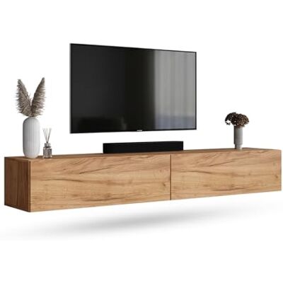 Planetmöbel West TV-Schrank, Fernsehtisch 200 cm lang, TV-Board für Fernseher bis 55 Zoll, TV Board viel Stauraum, lowboard hängend, 2x Fernsehschrank 100 x 30 x 37,5 cm, gold eiche Planetmöbel West TV-Schrank, Fernsehtisch 200 cm lang, TV-Board für Fernseher bis 55 Zoll, TV Board viel Stauraum, lowboard hängend, 2x Fernsehschrank 100 x 30 x 37,5 cm, gold eiche