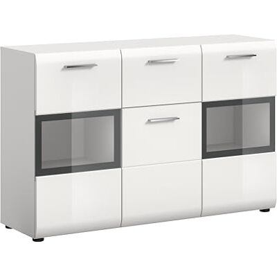 xonox.home – Sideboard Ice 125x81x37 cm in weiß Hochglanz und weiß – Modernes Möbelstück mit Stauraum – stilvoll, geradlinig & vielseitig kombinierbar xonox.home – Sideboard Ice 125x81x37 cm in weiß Hochglanz und weiß – Modernes Möbelstück mit Stauraum – stilvoll, geradlinig & vielseitig kombinierbar