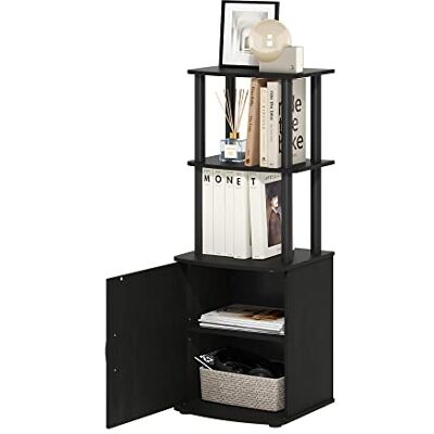 Furinno Turn-N-Tube 2-stufiger hoher TV-Unterhaltungs-Beistelltisch mit Aufbewahrungsschrank, Schwarzholz/Schwarz Furinno Turn-N-Tube 2-stufiger hoher TV-Unterhaltungs-Beistelltisch mit Aufbewahrungsschrank, Schwarzholz/Schwarz