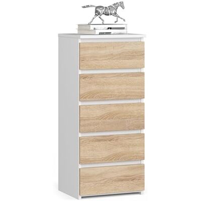 Home Collective Kommode mit 5 Schubladen Kommode Schlafzimmer Flur Wohnzimmer Organizer Kommode mit Schubladen 40 cm breit 92 cm hoch weiß-sonoma Eiche Highboard Sideboard Mehrzweckschrank Schrank schmal Home Collective Kommode mit 5 Schubladen Kommode Schlafzimmer Flur Wohnzimmer Organizer Kommode mit Schubladen 40 cm breit 92 cm hoch weiß-sonoma Eiche Highboard Sideboard Mehrzweckschrank Schrank schmal