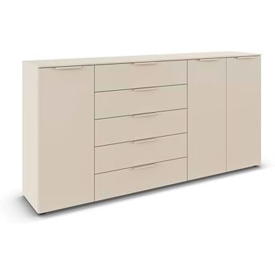 Rauch Möbel Flipp, Kommode für Schlafzimmer, Kinderzimmer, Wohnzimmer, Jugendzimmer, Flur, Garderobe, 3-türig, 5 Schubladen, mit Softclose-Funktion, Farbe Beige, Breite 199 cm Rauch Möbel Flipp, Kommode für Schlafzimmer, Kinderzimmer, Wohnzimmer, Jugendzimmer, Flur, Garderobe, 3-türig, 5 Schubladen, mit Softclose-Funktion, Farbe Beige, Breite 199 cm